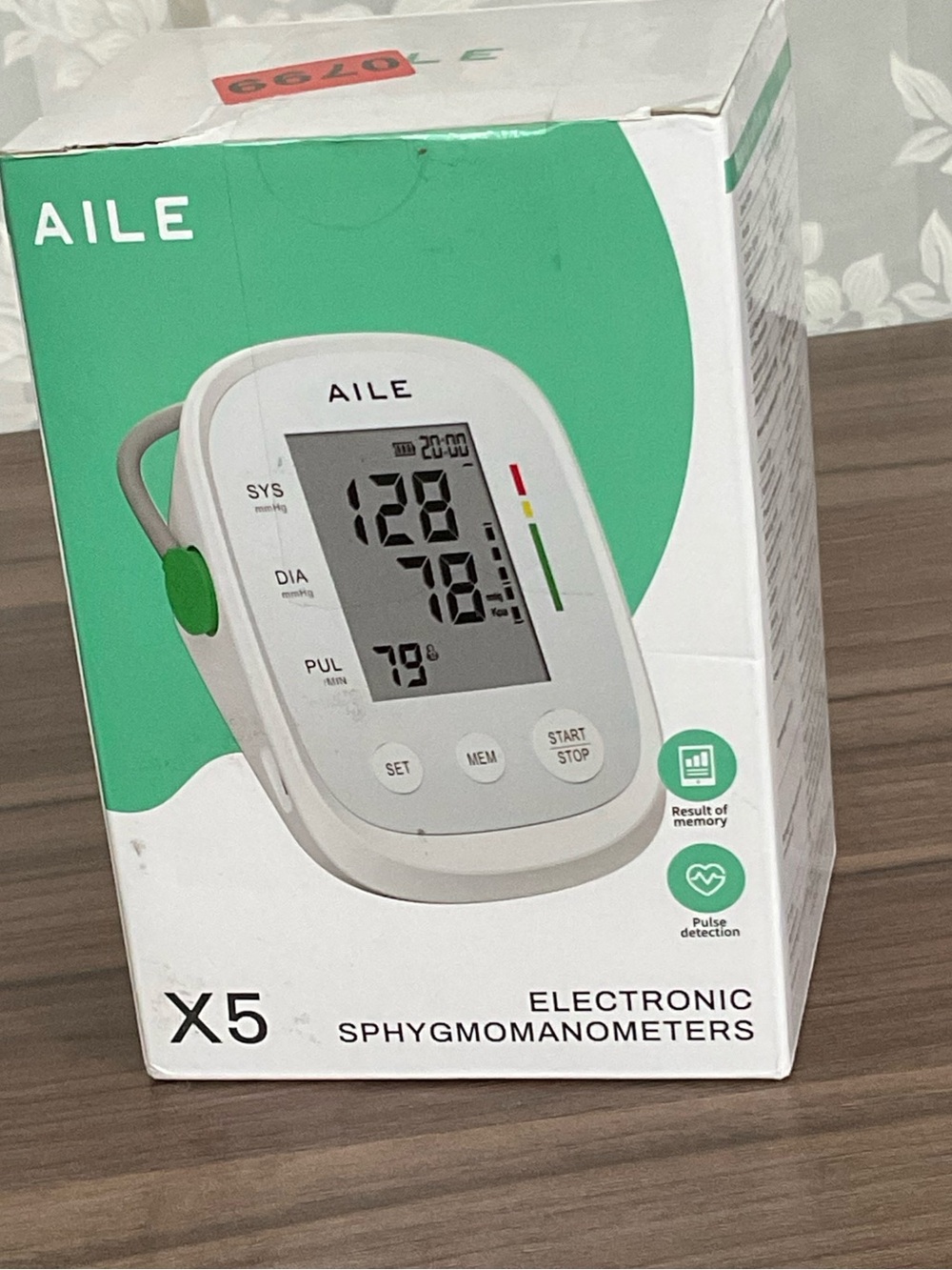 AILE X5 Electronic Sphygmomanometer. White. In Sealed, Inspected Box.